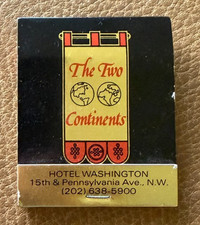 Vintage Two Continents Restaurant Hotel Washington DC Matchbook 1970s Unused picture