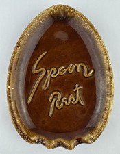 Vintage Hull Pottery Spoon Rest Holder Brown Drip Glaze Mid Century Modern USA picture