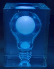 GIRAUDON/BLUE BULB GLOW IN DARK/VINTAGE/LUCITE EMBEDDED/ POP ART/MCM/ TESTED/EUC picture