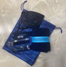 TURKISH AIRLINES Toiletry Kit/Amenity Bag Travel Amenities -Blue Logo Drawstring picture