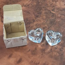 vintage current inc clear glass heart candleholders set of 2 with box taper... picture