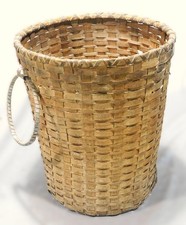 Antique Wabanaki Penobscot Ash Splint Utility Basket Maine Native American c1900 picture