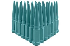 32 Pc Powder Coated Turquoise Blue Spike Lug Nuts | M14x1.5 | 4.5 inch Tall |... picture