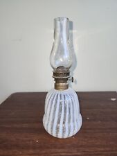 Antique Opalescent Stripe Miniature Oil Lamp  picture
