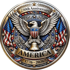 USA 250th Anniversary Commemorative Double-Sided Challenge Gift Coin 1776-2026 picture