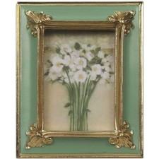 Luxury Antique Green Frame 2.5x3.5 - Stain-Resistant Glass & Floral Elegance picture