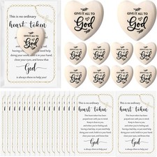 20 Sets Easter Christian Gifts Bulk Religious Wooden Heart Token Pocket Hug with picture