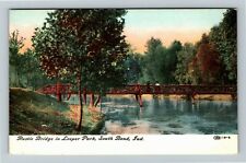 South Bend IN-Indiana Rustic Bridge In Leeper Park Vintage Postcard picture