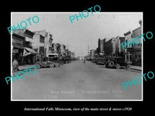 OLD POSTCARD SIZE PHOTO OF INTERNATIONAL FALLS MINNESOTA THE MAIN St c1920 picture