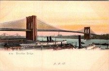 Pre-1907 BROOKLYN BRIDGE NEW YORK CITY NYC ANTIQUE ROTOGRAPH POSTCARD #1 picture