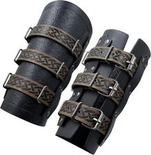 HiiFeuer Medieval Vintage Faux Leather Bracers, Retro Buckle Fastening Mercen… picture