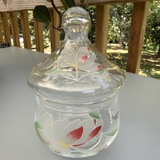 Vintage Clear Glass Vanity Jar Pasabahce Turkey Apothecary jar picture