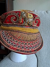 Vintage Elephant/Horse Ethnic Cap Hat Embroidered Burma Myanmar Thailand picture