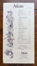 Vintage 1970s Atlantis Restaurant Menu San Diego CA Mission Bay SeaWorld Dining picture