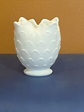 Imperial Glass Fluted 5 Inch Vase White Original Sticker Marked IG Matte picture