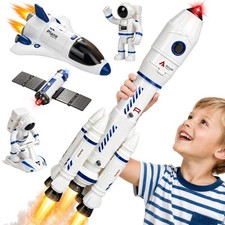 Space Rocket Ship Toys Set for Kids 3-5 5-7 with Spray, Lights, Sound picture