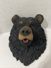 Magestic Forest Giant Black Bear Head Wall Mounted Trophy Den Man Cave Decor picture