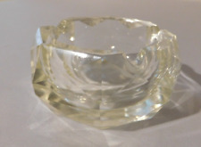 Vintage Faceted Lead Crystal Ashtray Cigar Bowl 4.5x2.25” Tobacciana Heavy 1.6lb picture