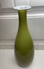 LSA International 19.5inch Mouthblown in Poland GREEN & WHITE Cased Glass Vase picture