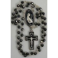 Damascene Silver Rosary Crucifix Virgin Mary Black Beads by Midas of Toledo 9602 picture