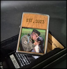 Zippo Lighter Woodchuck USA Mahogany Wood | Custom Full Color UV Printed picture