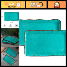 Vintage Melamine Serving Tray Set - Large Rectangular Platters, BPA Free, 2 Pack picture