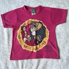 Vintage 1990s Disney Beauty and the Beast Kids Graphic T-Shirt Pink Size 4 picture