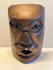 Antique Native American Hand Carved Wooden Mask; Northern Pacific Indigenous Art picture
