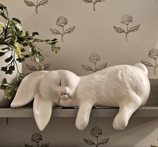 Vintage Sleeping Bunny Rabbit Shelf Sitter Ceramic Mantel Display White picture
