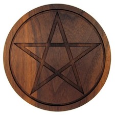 Wood Pentacle Black Walnut - Solid Wood Wiccan Pentacle Paten Tool picture