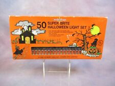 Vtg Halloween 50 Light Set in Original Box Indoor/Outdoor 24 Feet Total NIB picture