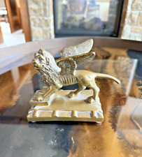 ANTIQUE Brass Winged Lion of St Mark Paperweight 4