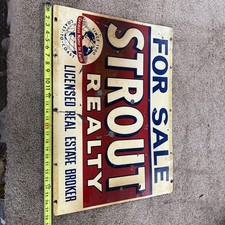 vintage￼STROUT REALTY Since 1900 Coast-to-Coast ~ 20”x28'' METAL SIGN antique picture