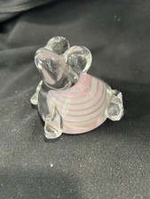 Glass Frog Figurine Designer Paperweight Clear with Pink Swirls Simpson picture