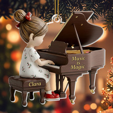 Personalized Girl Playing Piano Christmas Ornament Pianist Music Ornament Gift picture