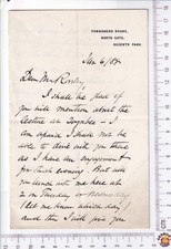 Henry Arthur Jones ALS 1888 Toynbee Hall Whitechapel Lecture Mrs Charles Rowley picture