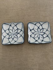 Two Vintage Blue And White Hand Painted Japanese Porcelain Teshiozara Plates picture