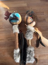 2 Native American Hand Made Hopi Gourd Rattle Hand picture