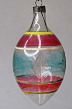 VTG WWII Unsilvered Glass Double Indent Lantern DROP Christmas Ornament Premier picture