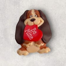 VTG 1986 Hallmark Brown Puppy Dog Pin Brooch Valentine's Day 
