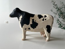 Vintage F.J.J. Slimak & R. Kern Carved Painted Wood Cow Figurine Sculpture 1992 picture