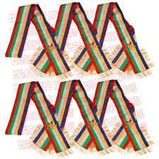  MASONIC ORDER OF THE EASTERN STAR OES FIVE COLOR SASH WITH RED LINNING SET OF 6 picture