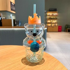 New Starbucks 2023 Anniversary Bearista Mermaid 591ml Glass Straw Cup Tumbler picture