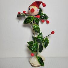 Vtg RARE Holly Leaf Pixie Christmas Elf Made In Japan Figurine 9.5” MCM Kitschy picture