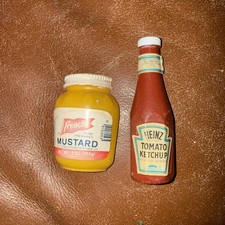 Arjon Vintage French's Mustard Heinz Ketchup 3D Refrigerator Magnets GUC 2” picture