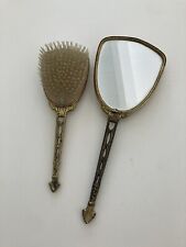 Vintage Hollywood Regency Vanity Set  Gold Ormolu Vanity Mirror Brush picture