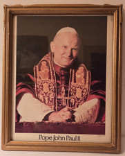 Vintage Pope John Paul II Framed Color Portrait Print AP Photo Gold Tone 9x11 picture