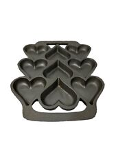 Vintage John Wright Cast Iron Heart Cookie Mold Country Corn Muffin Baking Pan  picture