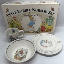 Peter Rabbit 3 Piece Nursery Set by Wedgwood NIB Mug Plate Bowl Beatrix Potter picture