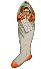 1880s Christmas Stocking Christmas Card Antique Vintage Diecut 8